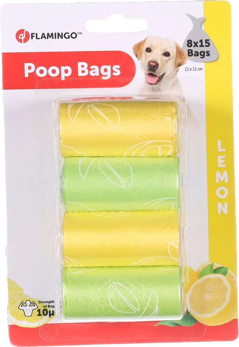Flamingo Hondenverzorging Poepzakjes Lemon - 120 Stuks