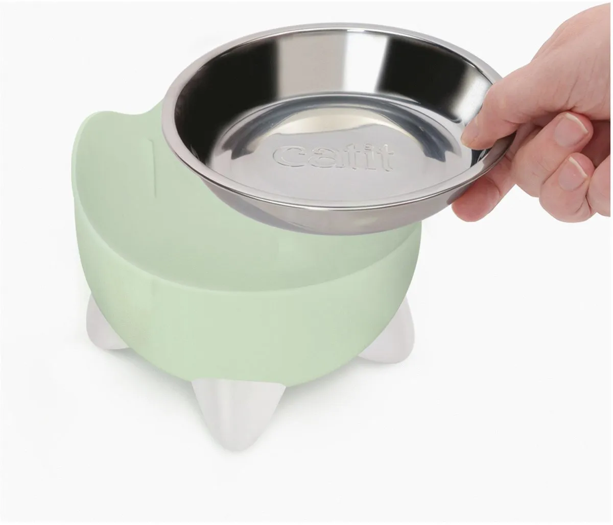Catit Pixi Fountain Combi Kit - Drinkfontein & Voerbak Groen Wit