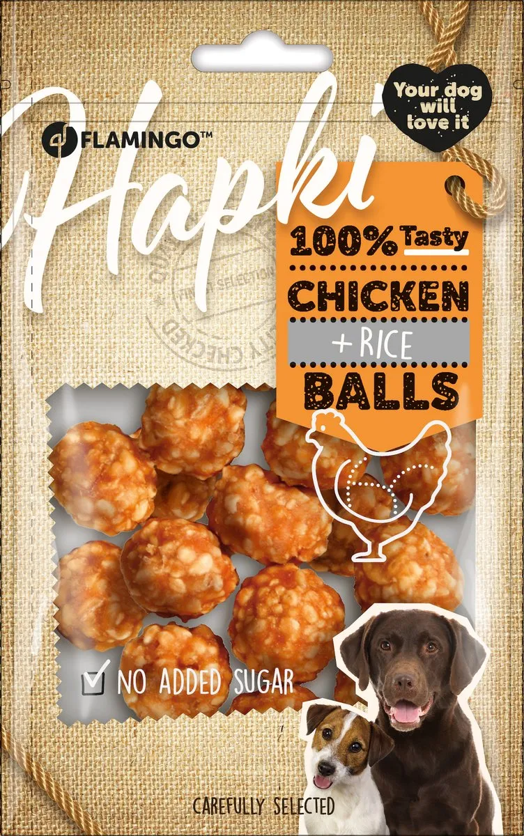 Flamingo Chick'n en Rice Balls Hondensnacks 75g