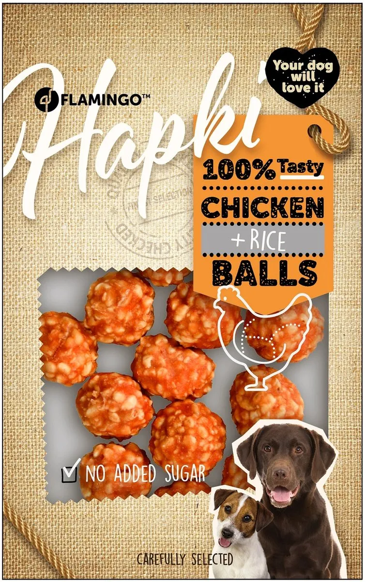Flamingo Chick'n en Rice Balls Hondensnacks 75g