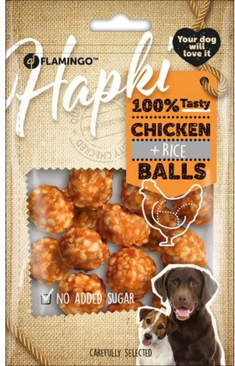 Flamingo Chick'n en Rice Balls Hondensnacks 75g