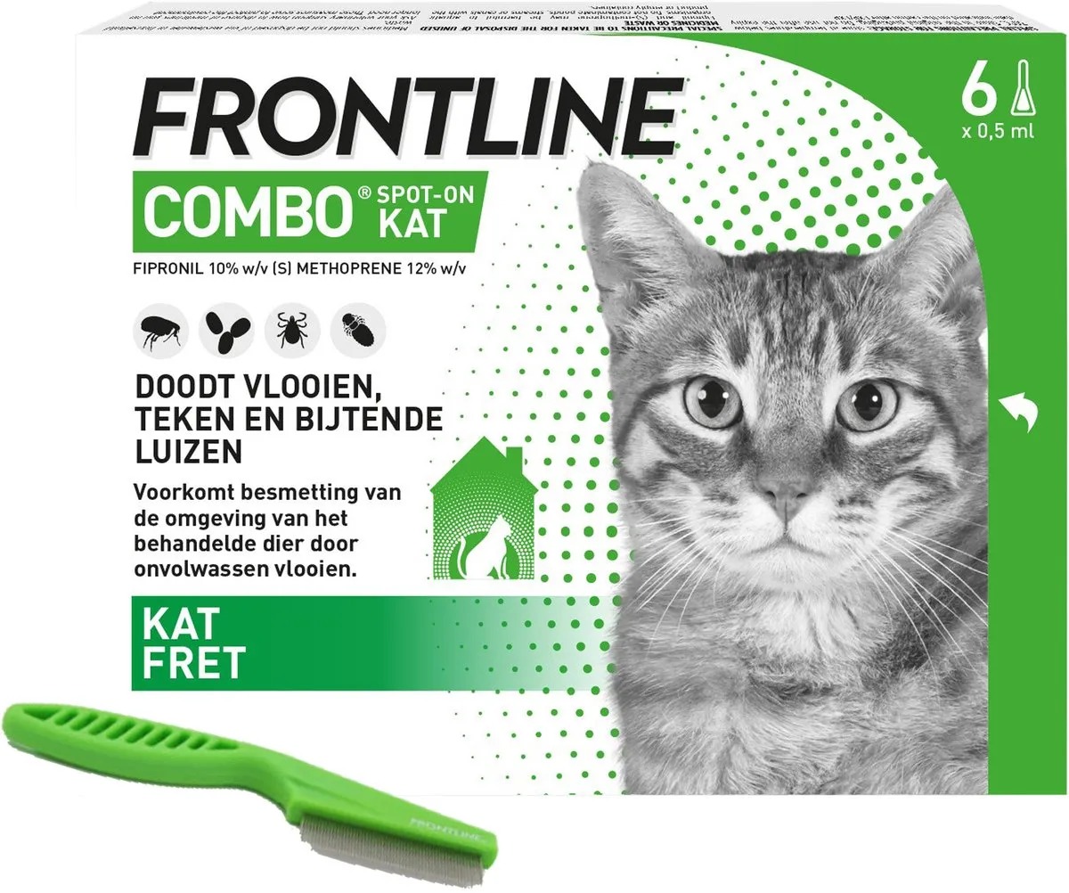 Frontline Combo Kat Vlooiendruppels 6 Pipetten - 3ml