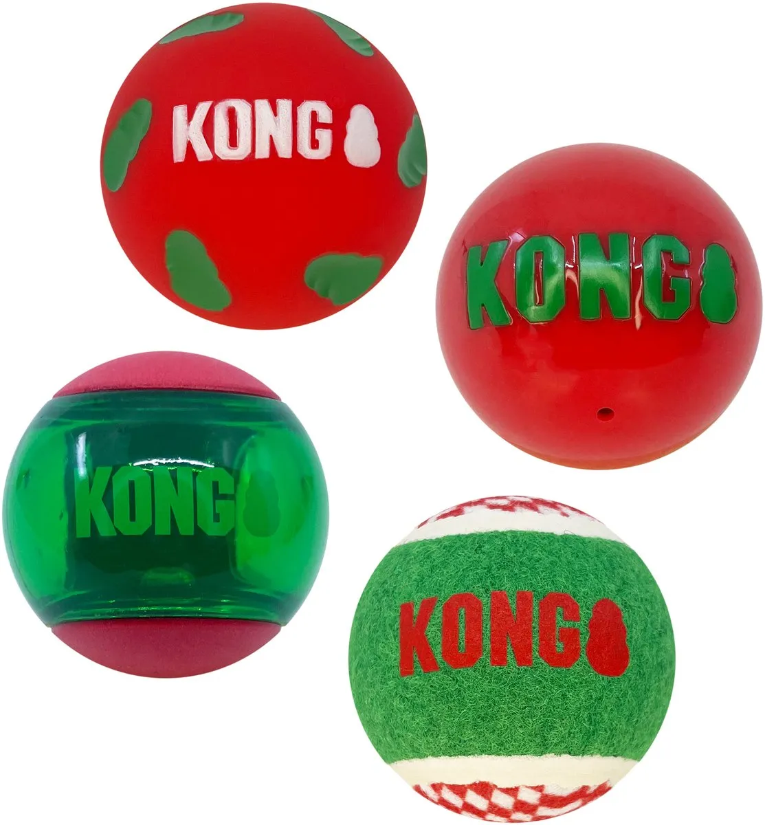 KONG Holiday Occasions Balls - 4 Stuks - Meerkleurig