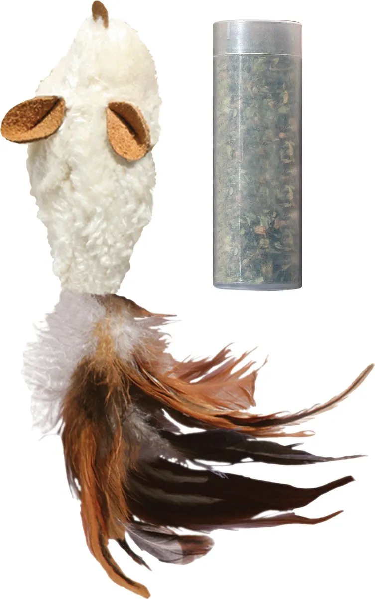 KONG Feather Muis Catnip - 17 cm - Multi