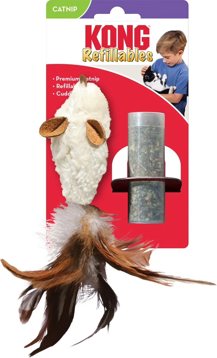 KONG Feather Muis Catnip - 17 cm - Multi