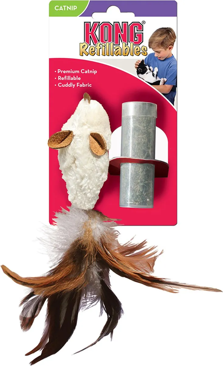 KONG Feather Muis Catnip - 17 cm - Multi