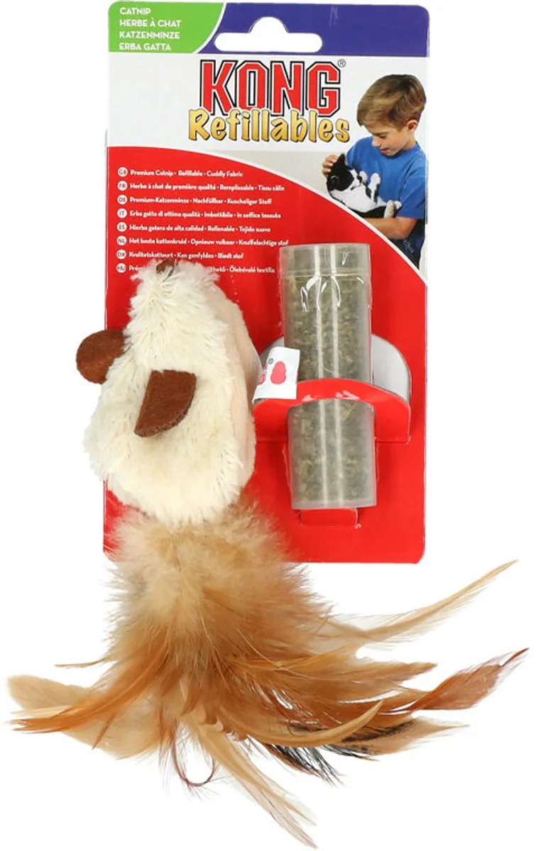 KONG Feather Muis Catnip - 17 cm - Multi