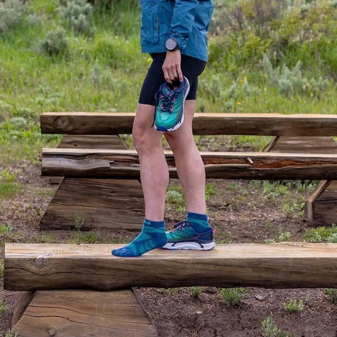 Injinji Ultra Run Mini-Crew Dames Sokken - Diep Blauw/Groen - afbeelding 5 van 6