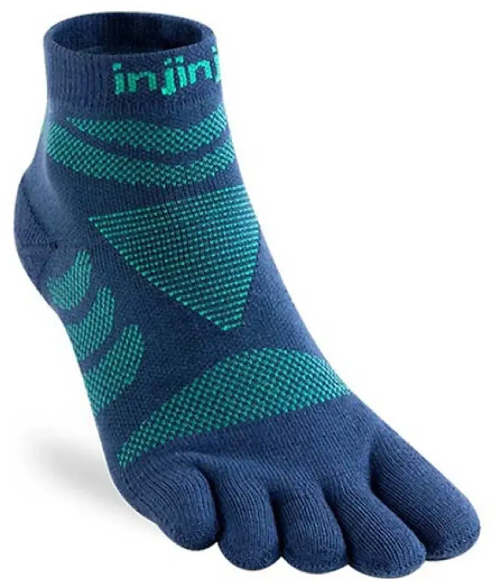 Injinji Ultra Run Mini-Crew Dames Sokken - Diep Blauw/Groen - afbeelding 6 van 6