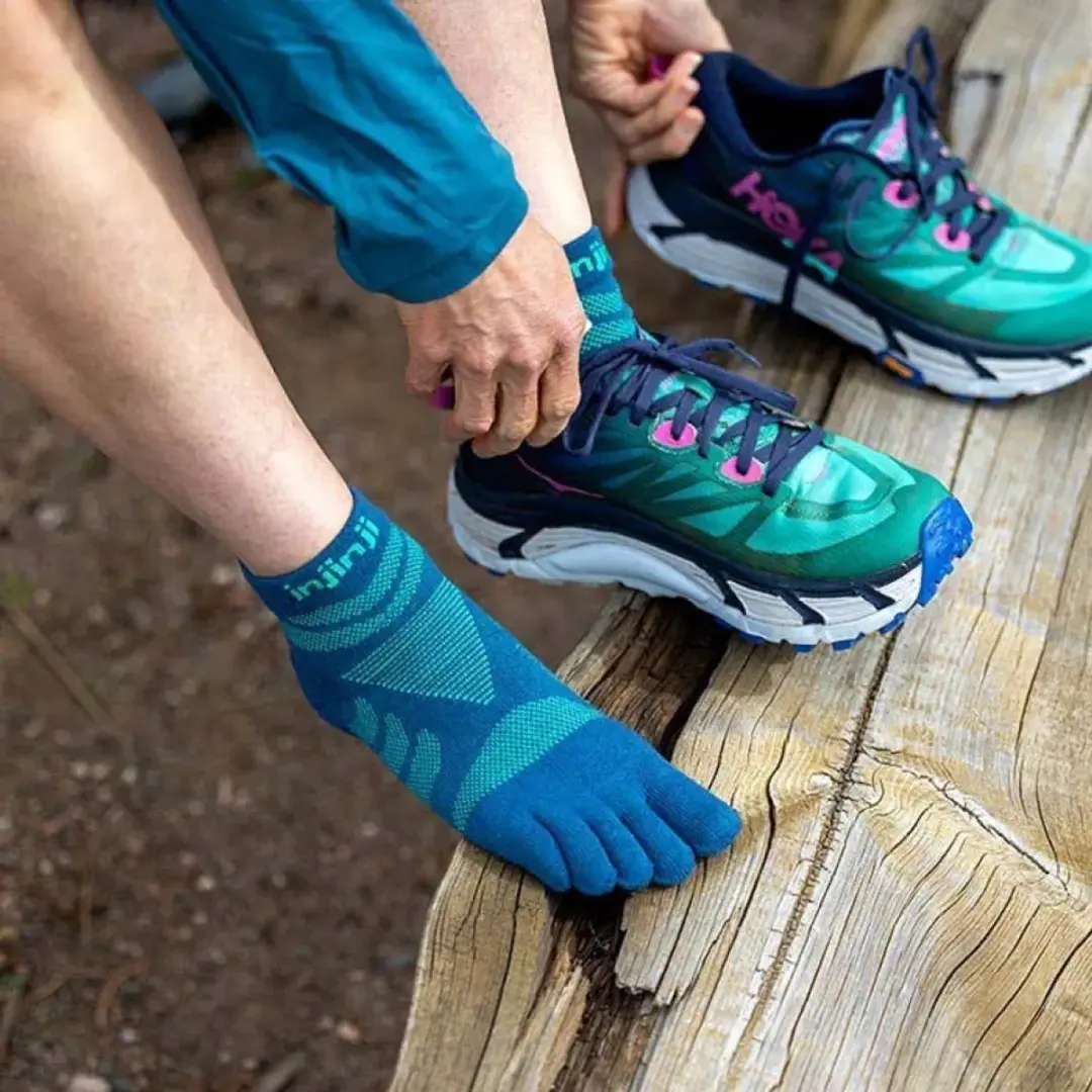 Injinji Ultra Run Mini-Crew Dames Sokken - Diep Blauw/Groen - afbeelding 3 van 6
