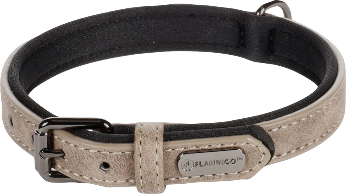 Flamingo Delu Halsband Honden - Taupe S 29-35cm