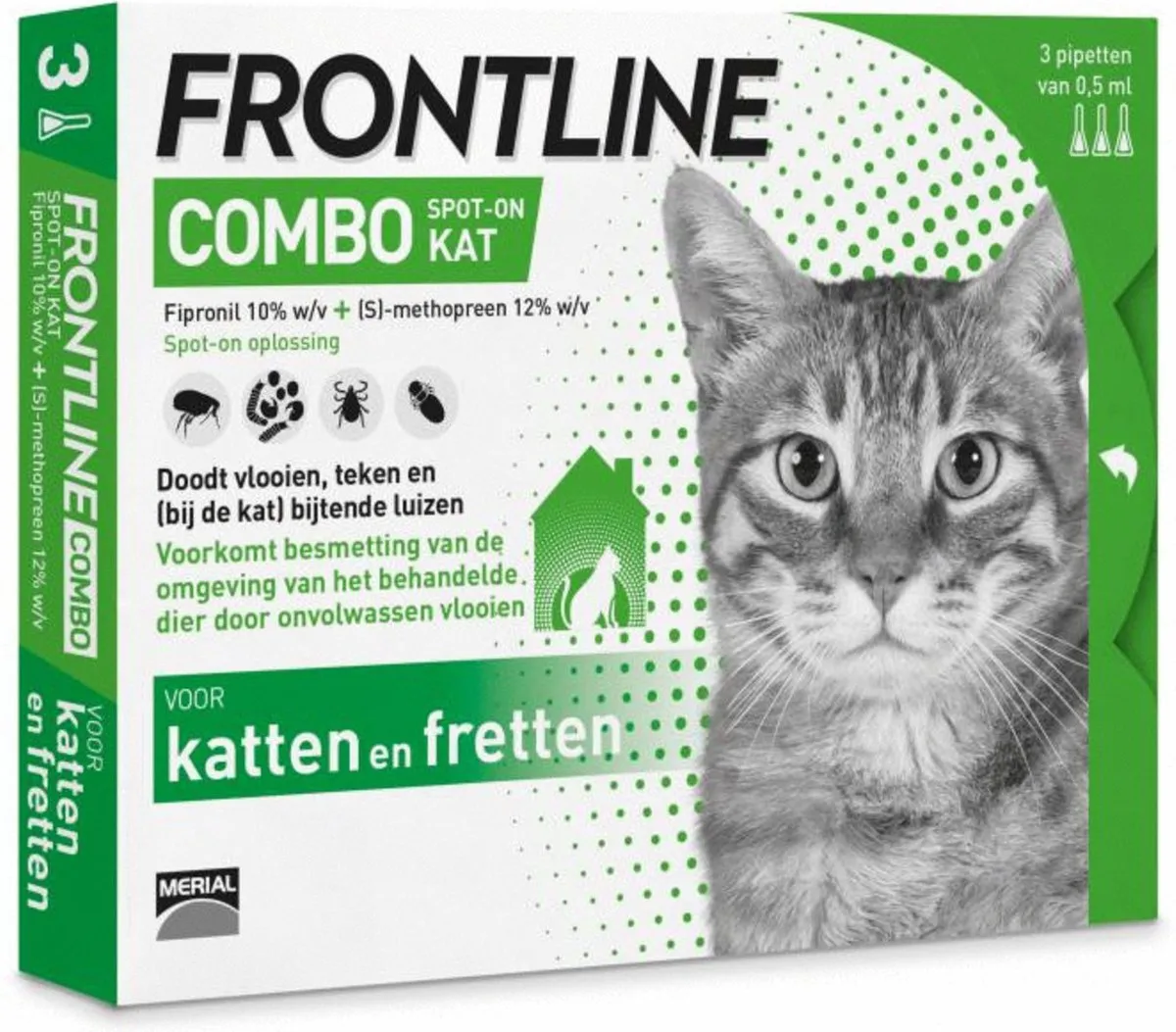 Frontline Combo Spot On Kat Anti-Vlooienmiddel 3 Pip - 1.5ml