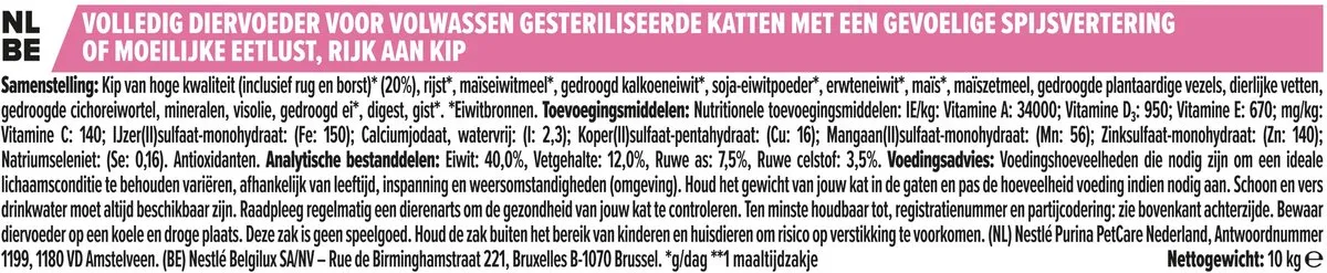 Pro Plan Sterilised Adult Delicate Digestion Kattenvoer 10kg - Kip