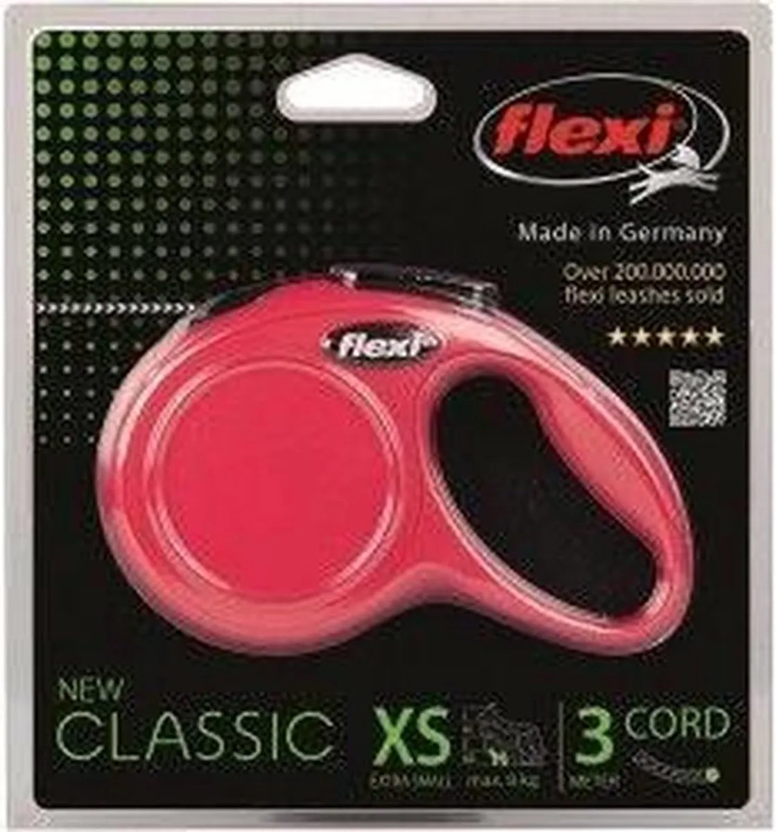 Flexi New Classic Koord Hondenriem - Rood XS 3m