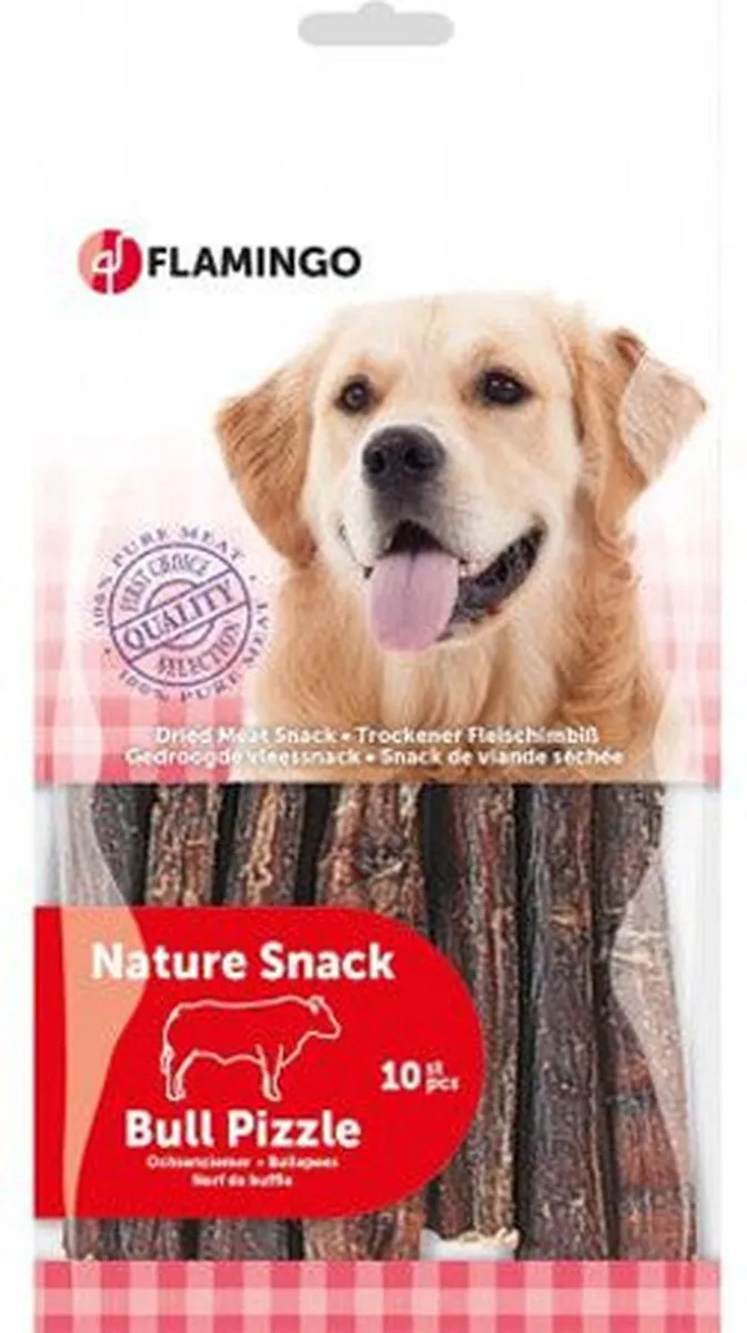 Flamingo Nature Bullepees Hondensnack 170g - 10x15cm