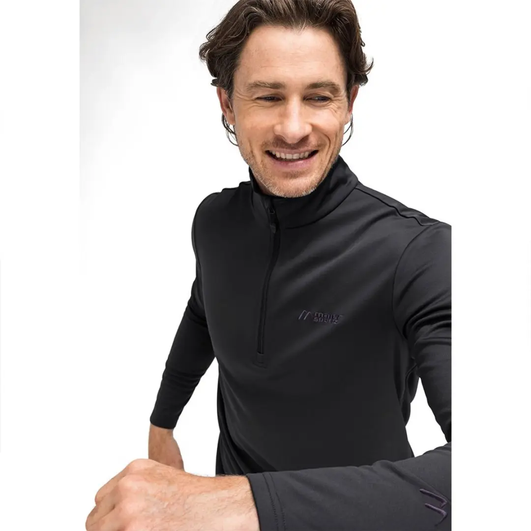 Maier Sports Midlayer Felix Fleece Met Halve Rits Zwart M Man - afbeelding 4 van 6