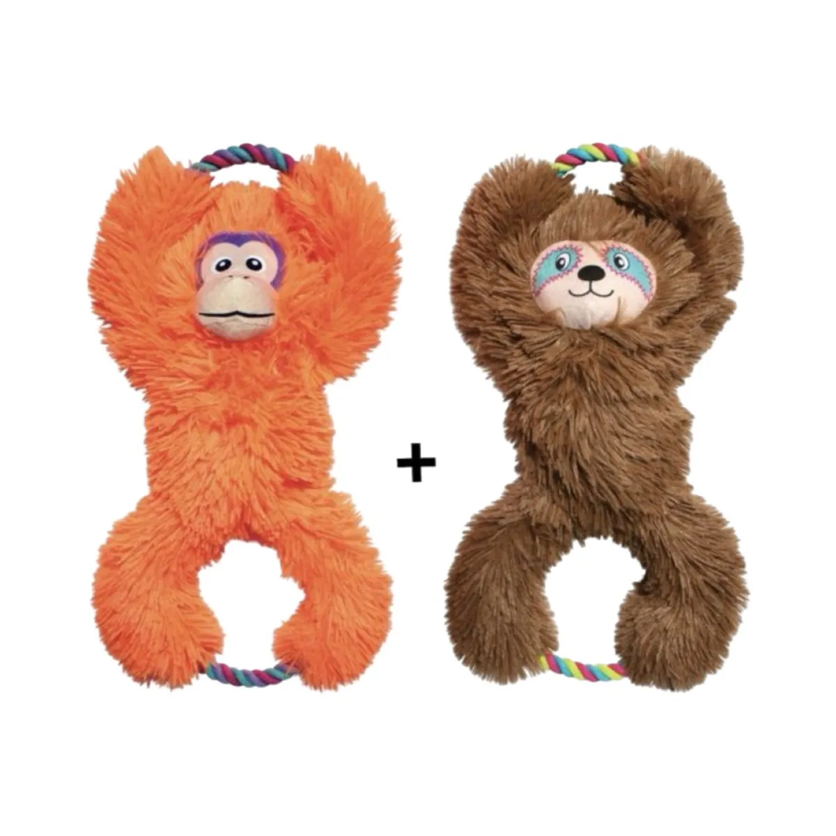 KONG Tuggz Luiaard & Aap - 42cm - Bruin/Oranje