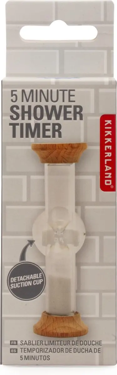 Kikkerland 5 Minuten Douche Timer - Wit/Bruin - afbeelding 5 van 6