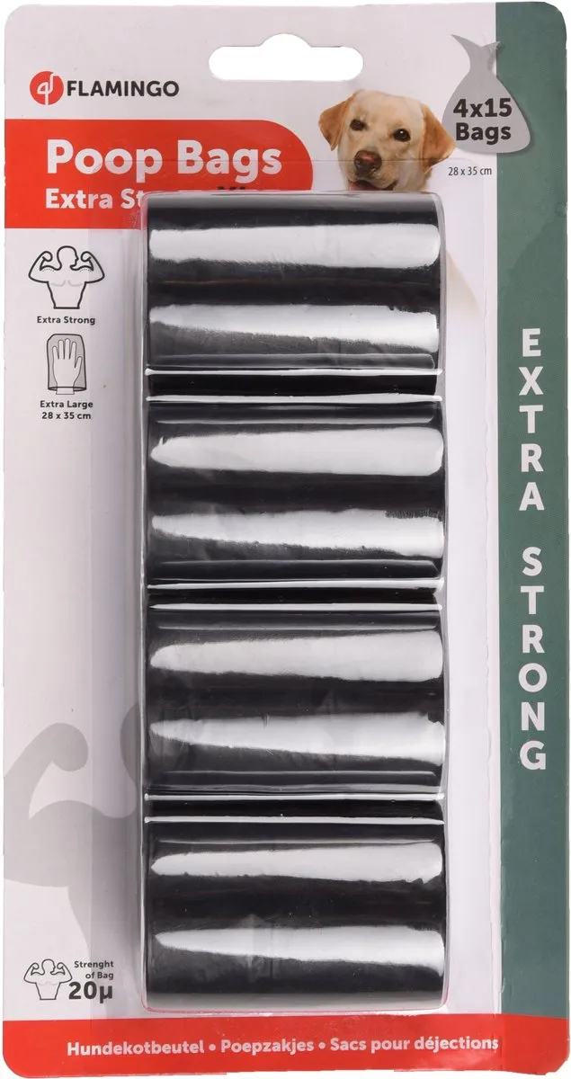 Flamingo Magnus Hondenpoepzakjes XL - 60 Stuks