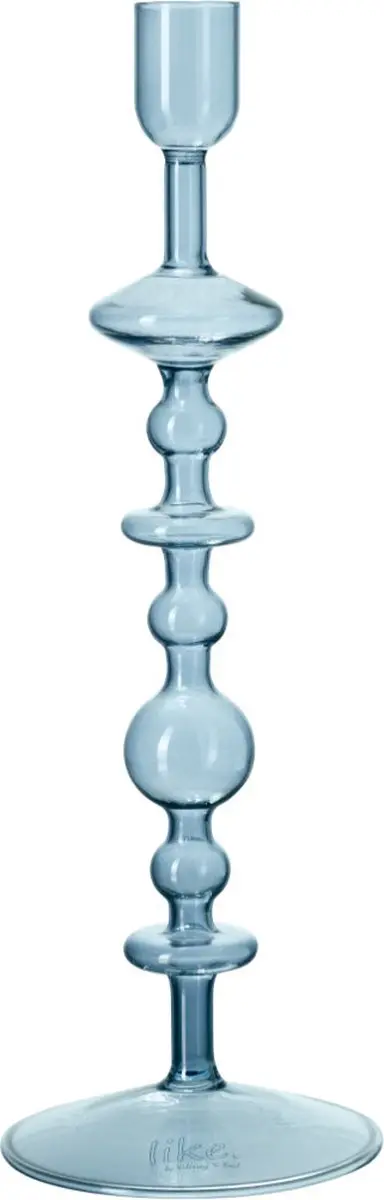 Stijlvolle Kandelaar Blauw Glas 8x8x27cm