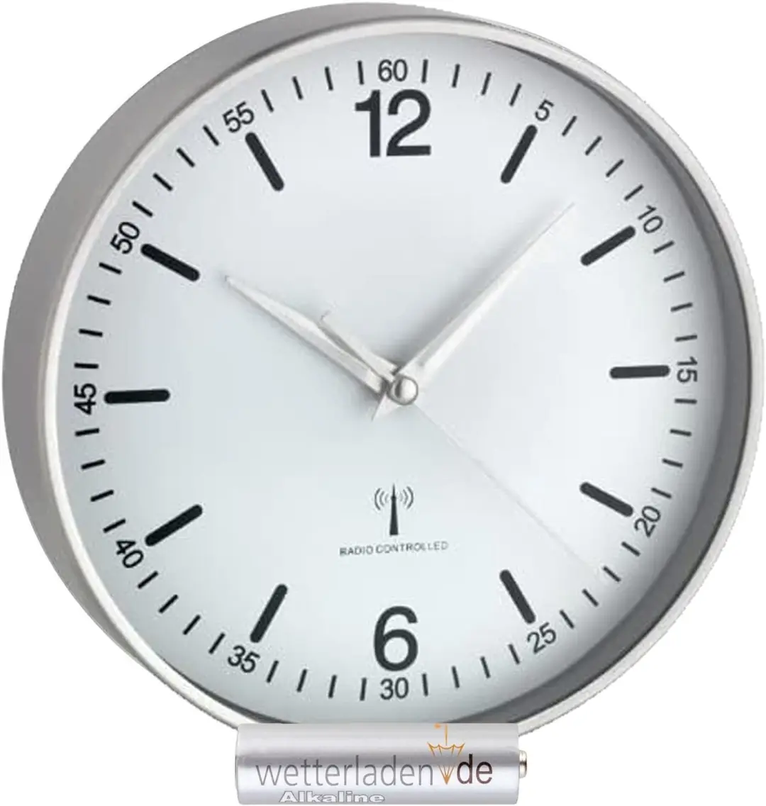 TFA Dostmann Radiografische Wandklok Wit met Aluminium Frame
