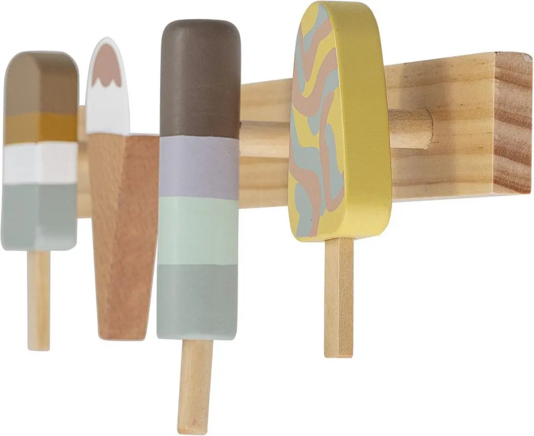 Bloomingville Mini Zyon Houten Kinderkapstok - 4-haaks - IJsjes - afbeelding 2 van 6