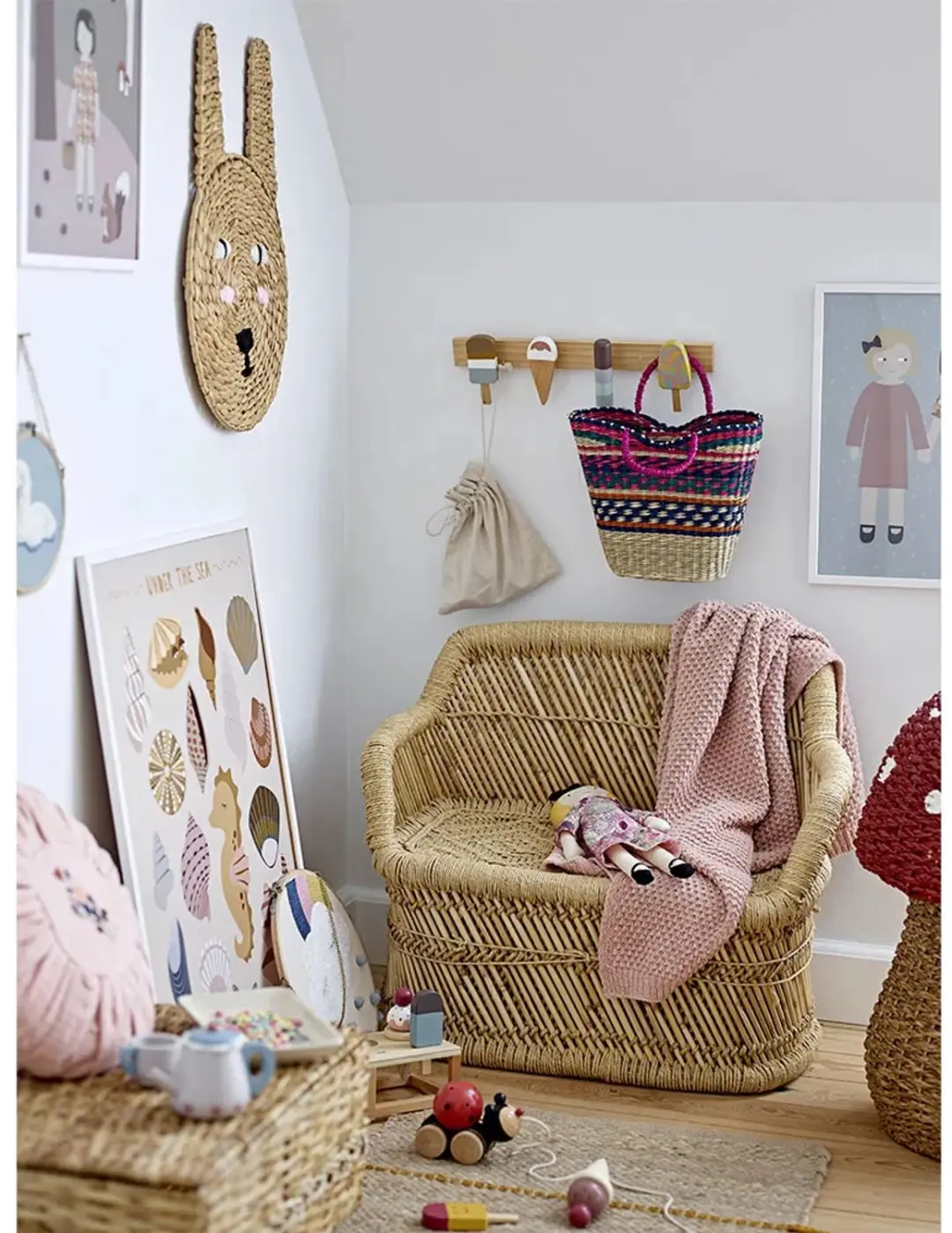 Bloomingville Mini Zyon Houten Kinderkapstok - 4-haaks - IJsjes - afbeelding 3 van 6