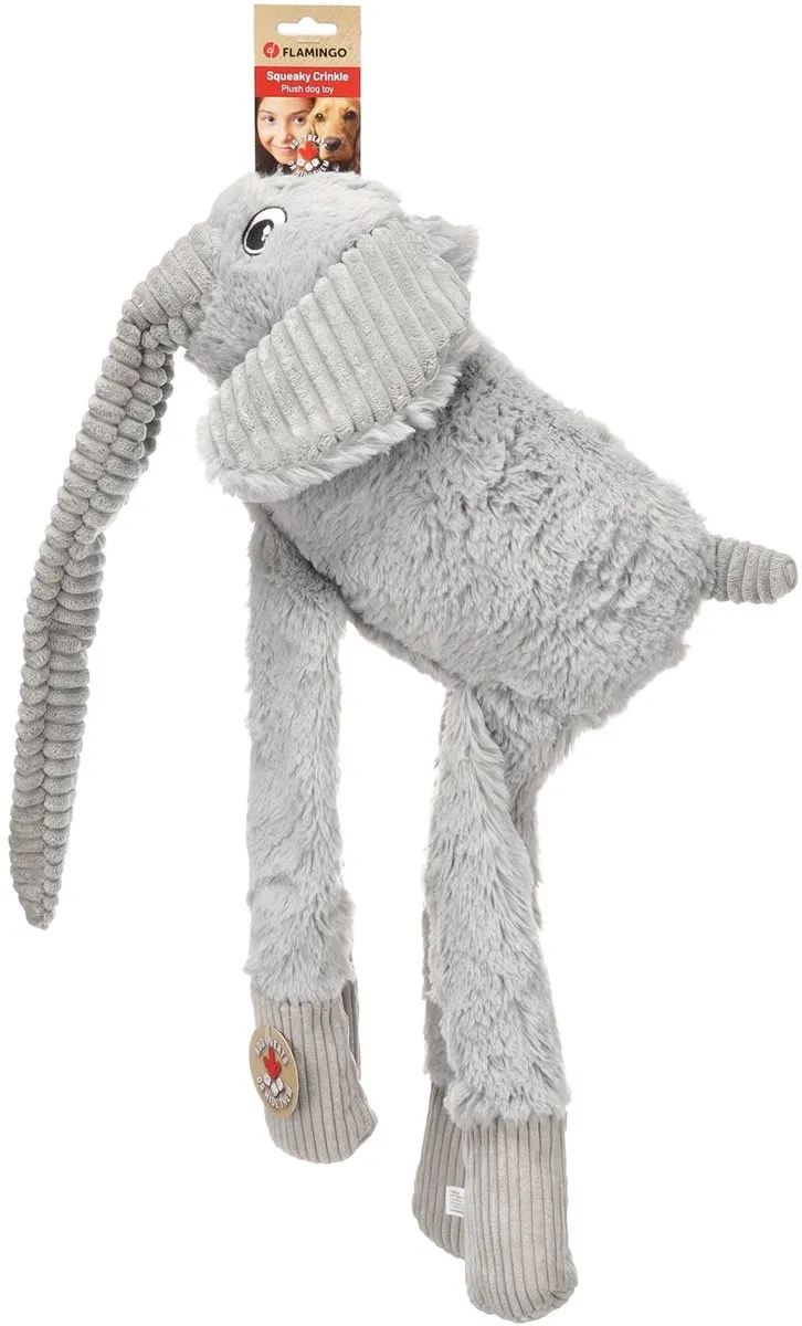 Flamingo Hida Olifant Hondenknuffel - 32x41x55cm - Grijs - afbeelding 5 van 6