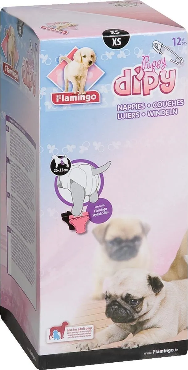 Flamingo Hondenluiers Dipy XS - 12 Stuks - 28-40cm Wit