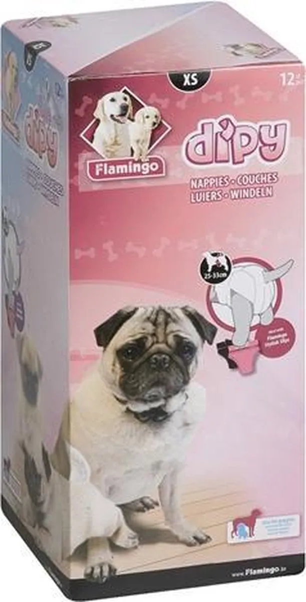 Flamingo Hondenluiers Dipy XS - 12 Stuks - 28-40cm Wit