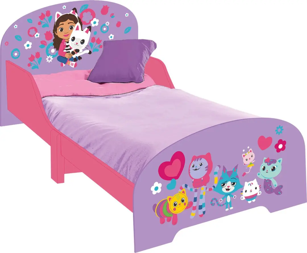 Gabby's Poppenhuis Kinderbed - Houten Peuterbed - Formaat 60x77x143 CM - Geschikt voor Matras 70x140 CM - Makkelijke montage - Kinderkamer - Matras niet inbegrepen