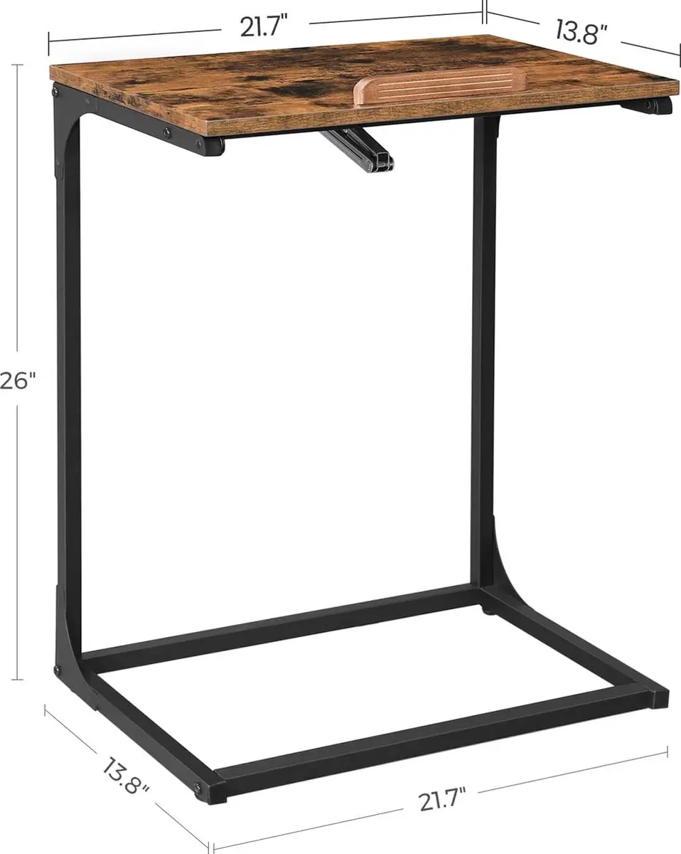 A.T. Shop Bijzettafel, bureau, laptoptafel met verstelbaar oppervlak, sofatafel,