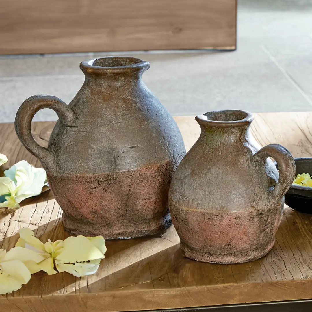 Loberon Henriette Vaas Set van 2 - Antiekbruin - afbeelding 5 van 6