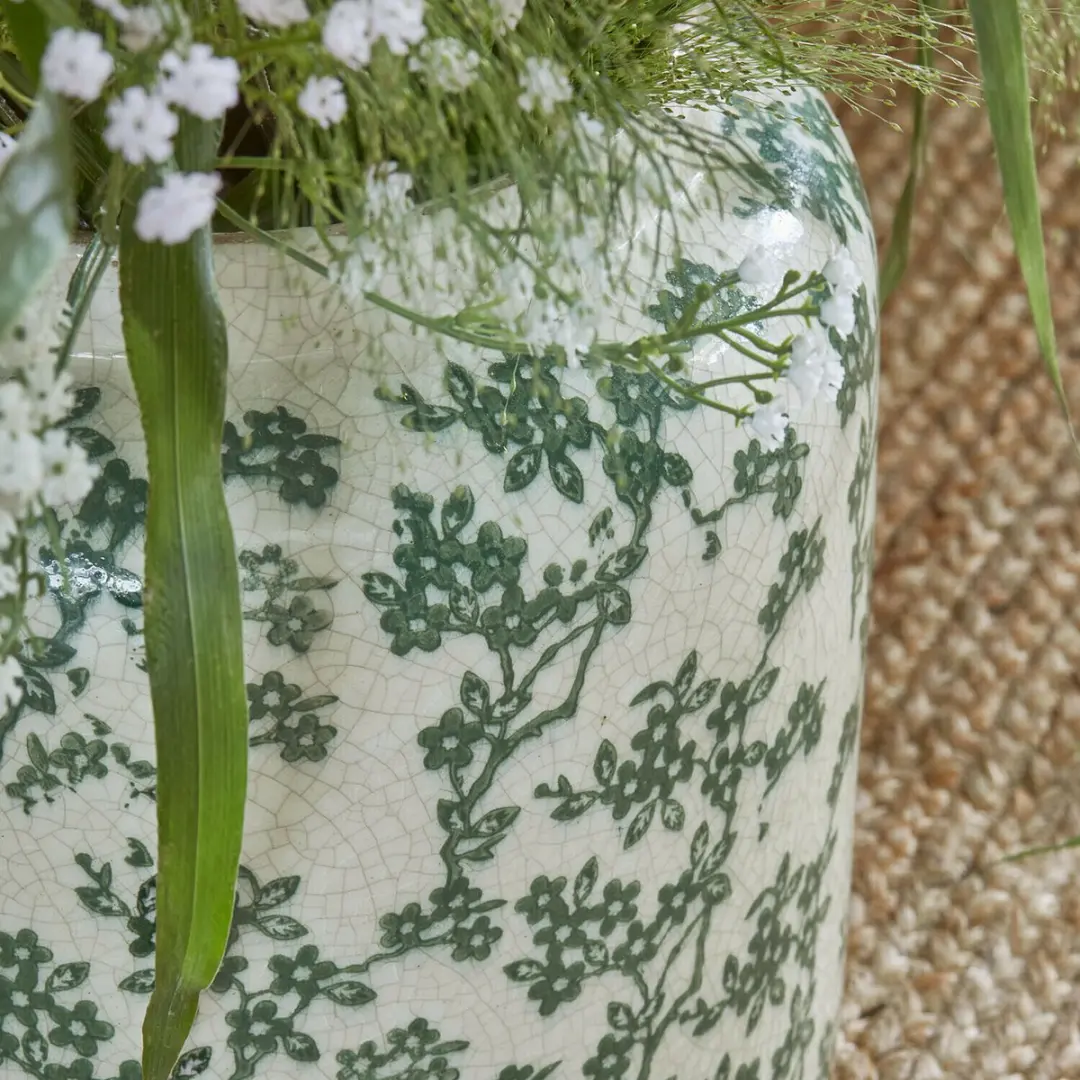 Loberon Vaas Vaudrisse - Crème/Groen - Ø29cm - afbeelding 2 van 5