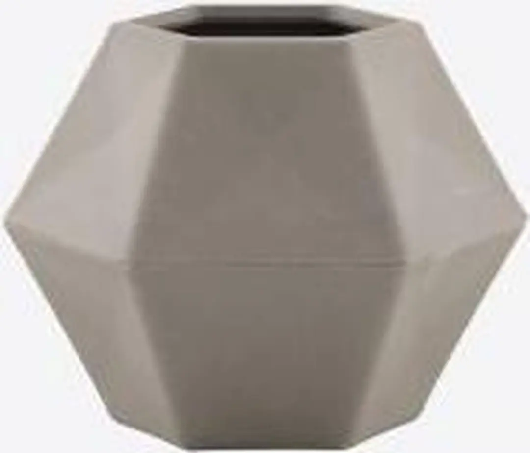 Point-Virgule geometrische vaas uit bamboevezel cementgrijs 10.8x9.5x8cm