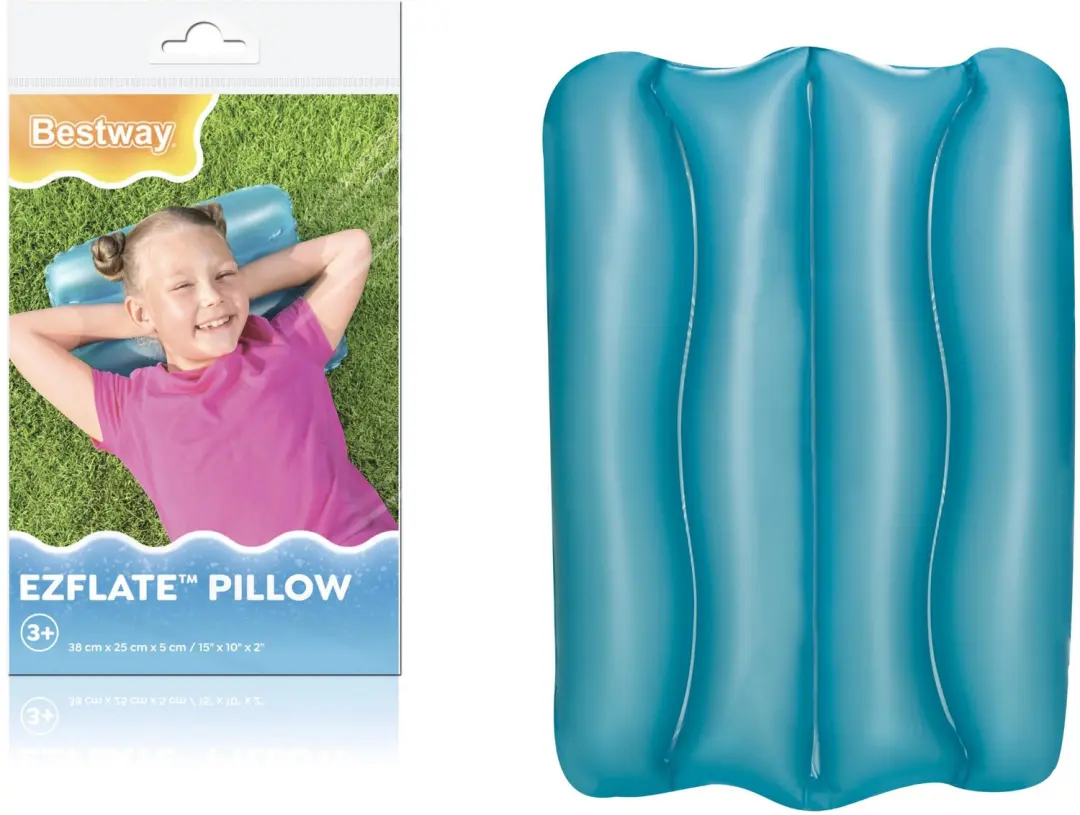 Opblaasbaar kussen 38 x 25 cm blauw Bestway 52127