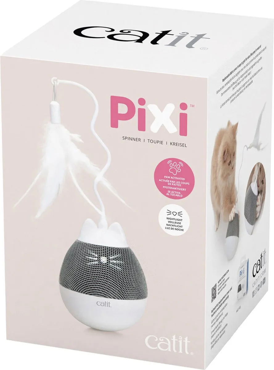 Catit Ca Pixi Spinner Kat Speelgoed - 9x9x23cm - Wit/Grijs