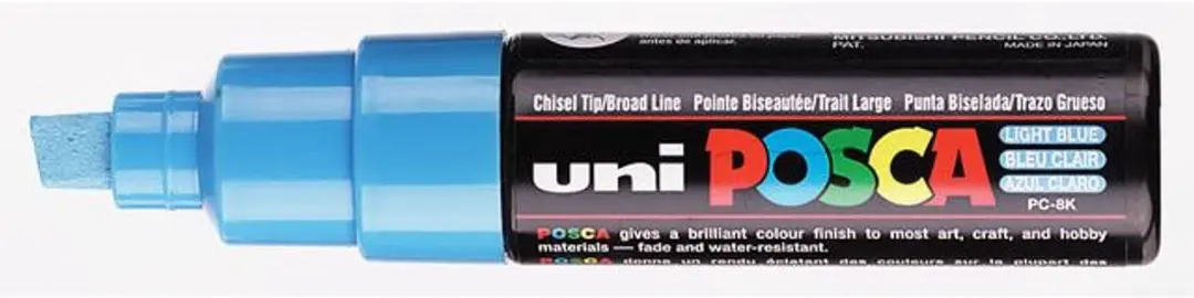 POSCA PC-8K Acrylmarker Beitelpunt 8mm - Lichtblauw - afbeelding 4 van 6