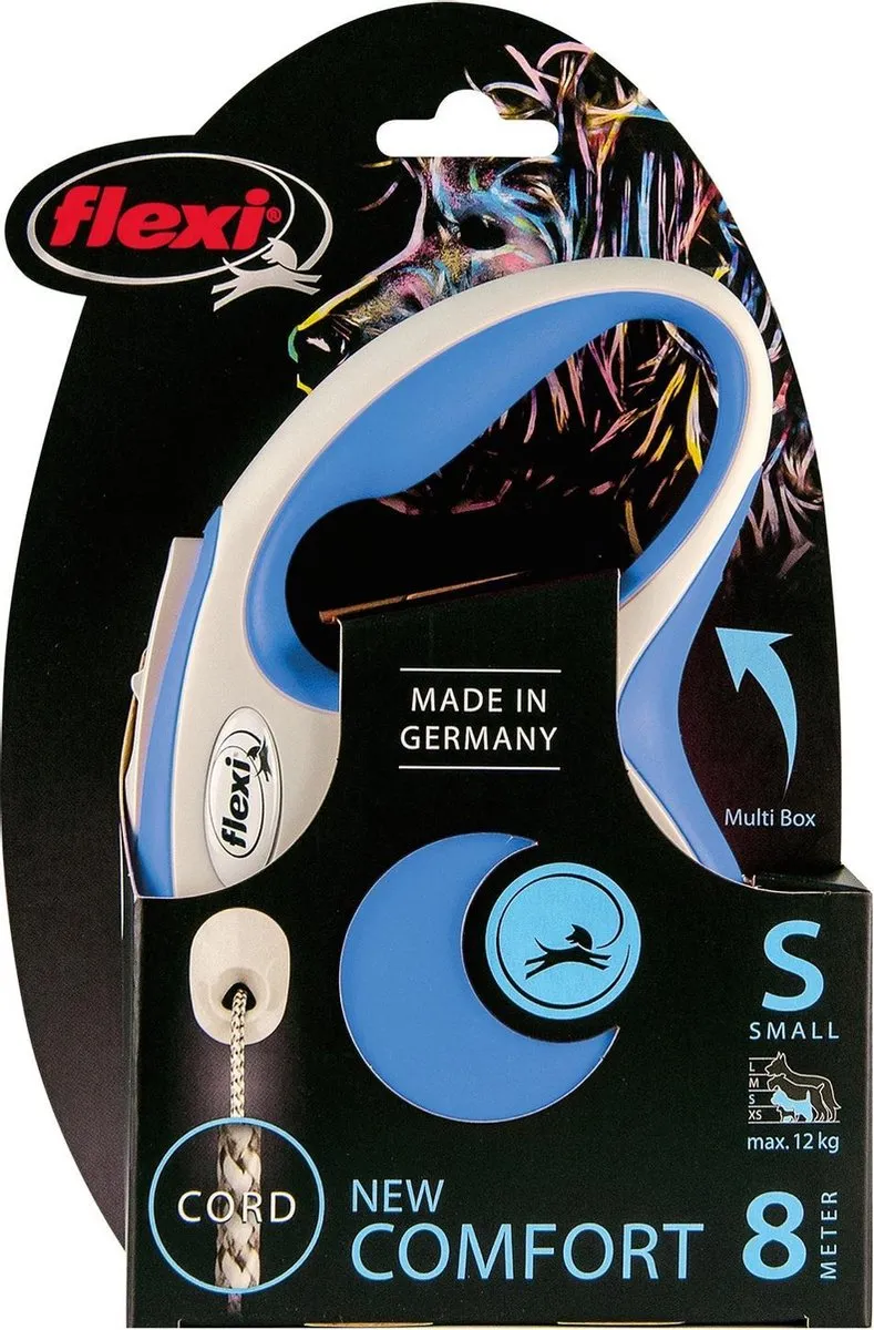 Flexi Rollijn S New Comfort Koord 8m - Blauw/Wit - afbeelding 3 van 4