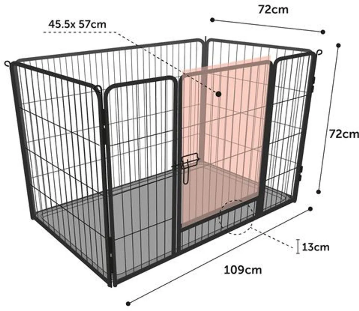 Flamingo Kazan Hondenren Zwart - 93x59x64cm Metaal