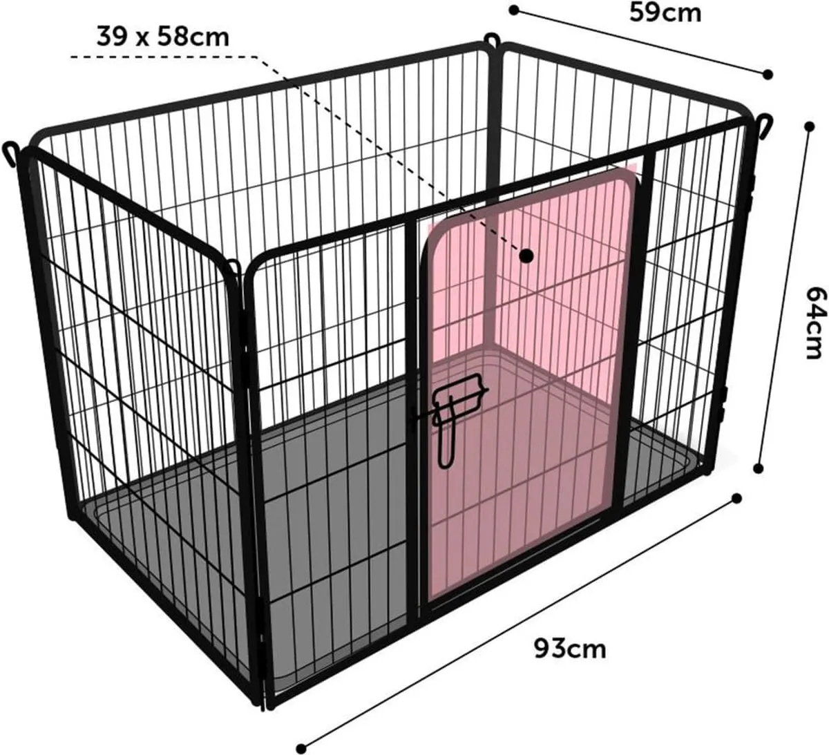 Flamingo Kazan Hondenren Zwart - 93x59x64cm Metaal