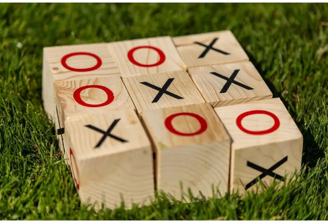 Outdoor Play Tic Tac Toe - Houten Blokken - 9 Stuks - afbeelding 4 van 6