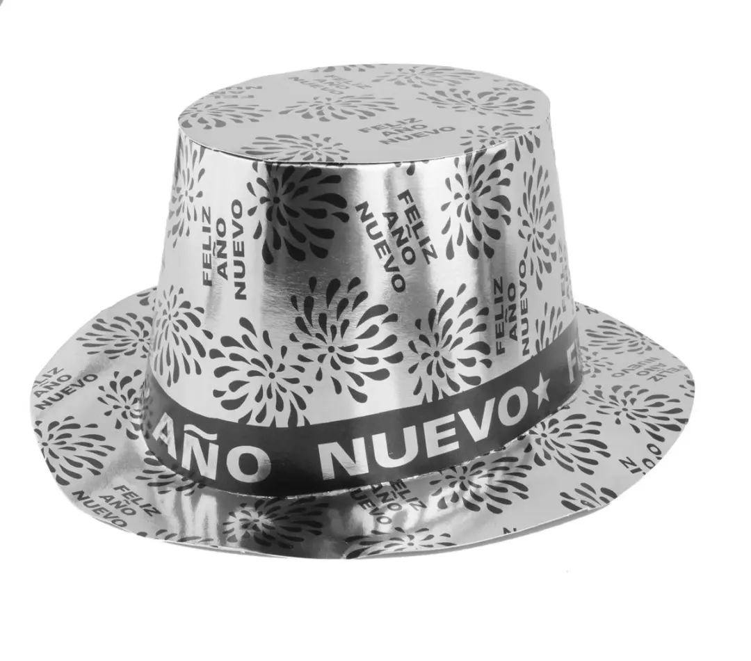 Feesthoed Nieuwjaar Zilver Feliz Ano Nuevo 50 stuks