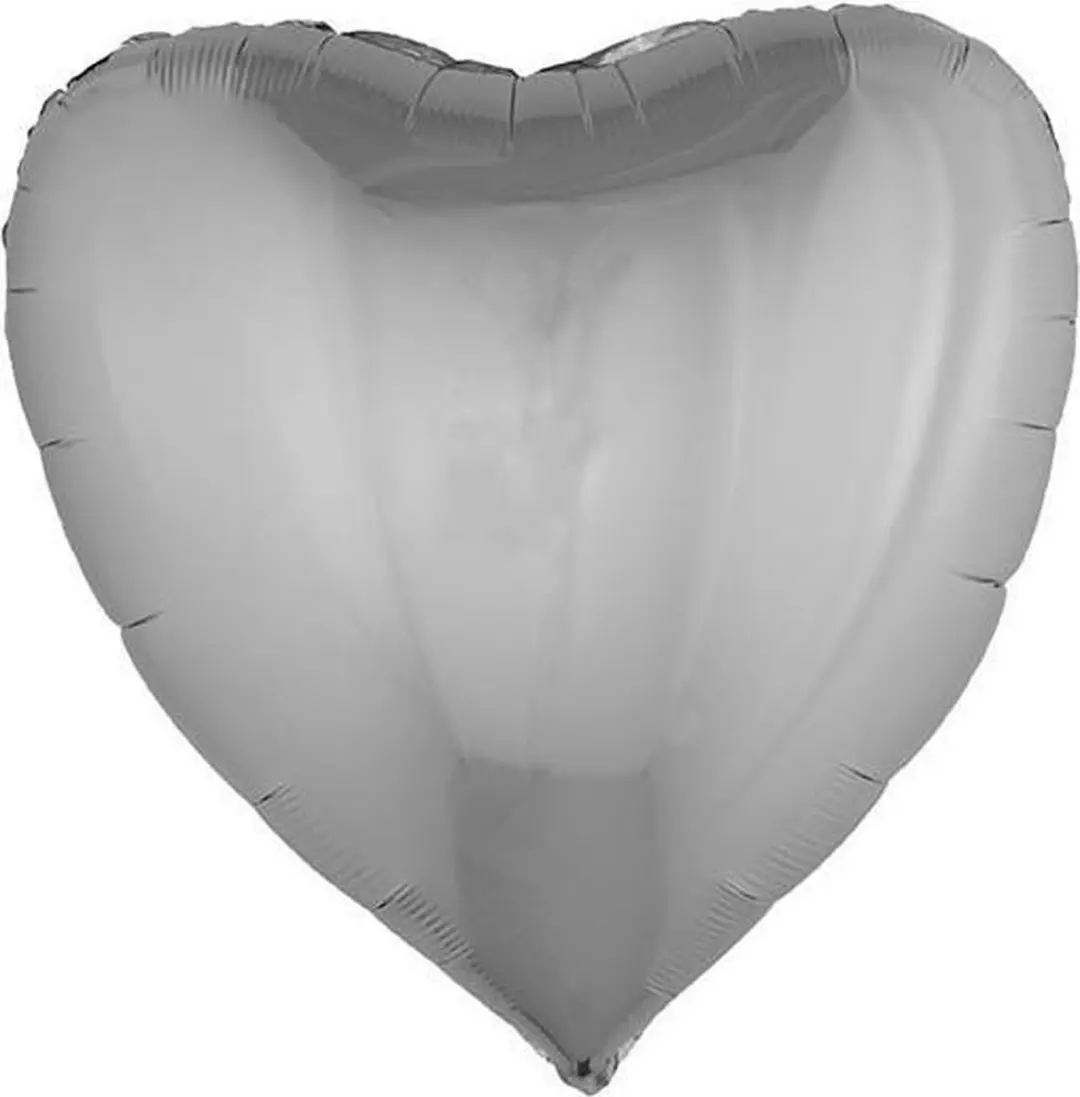 Zilverkleurig hart ballon 76 cm
