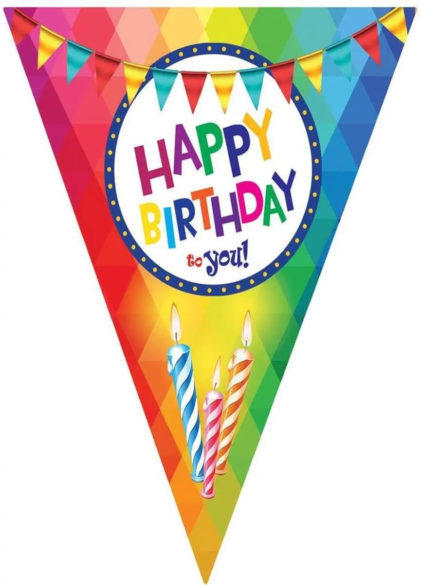 Happy Birthday thema vlaggetjes slinger/vlaggenlijn