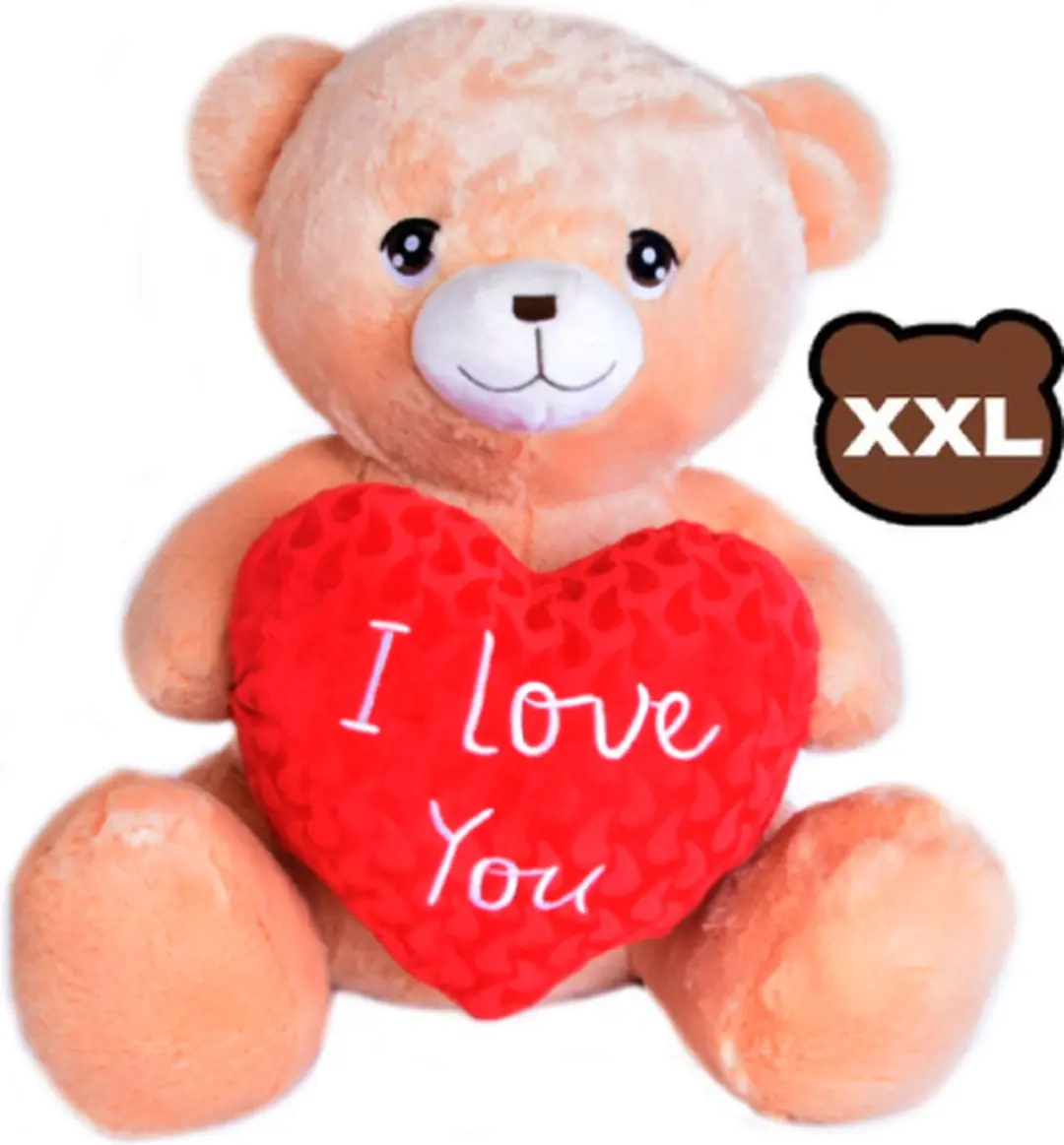 Teddybeer Bruin met Rood Hart “I Love You” Pluche Knuffel XXL 110 cm
