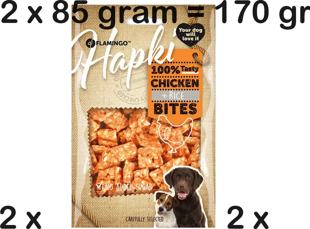 Flamingo Hapki Hondensnacks Kip & Rice 170g (2x85g)