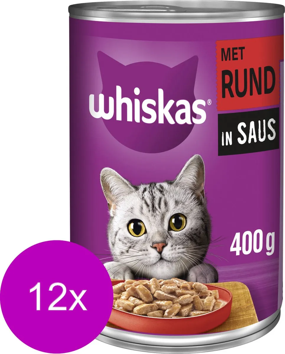 Whiskas Natvoer Adult Rund - 12x400g