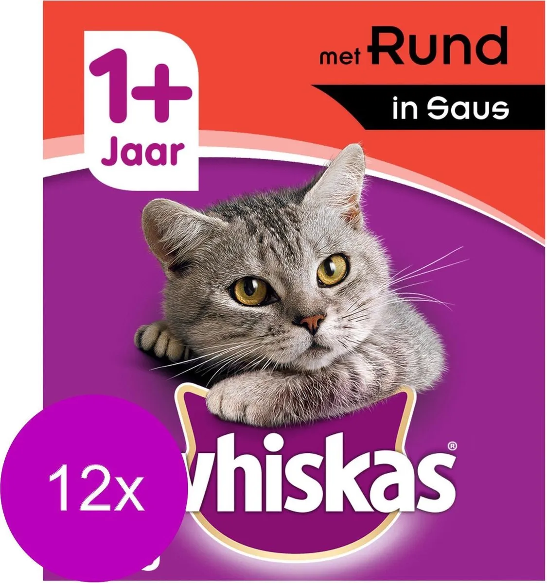 Whiskas Natvoer Adult Rund - 12x400g