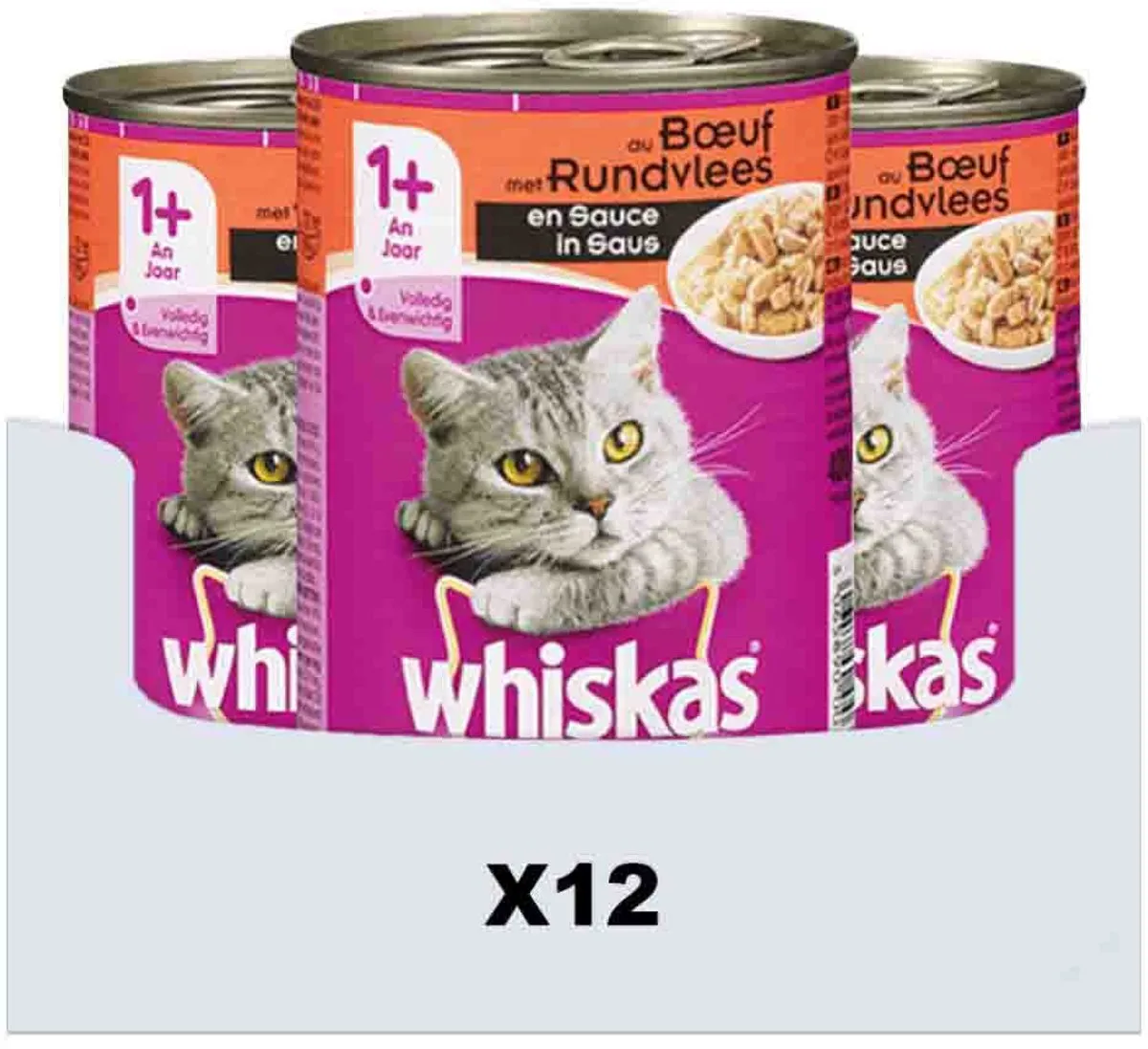 Whiskas Natvoer Adult Rund - 12x400g - afbeelding 6 van 6